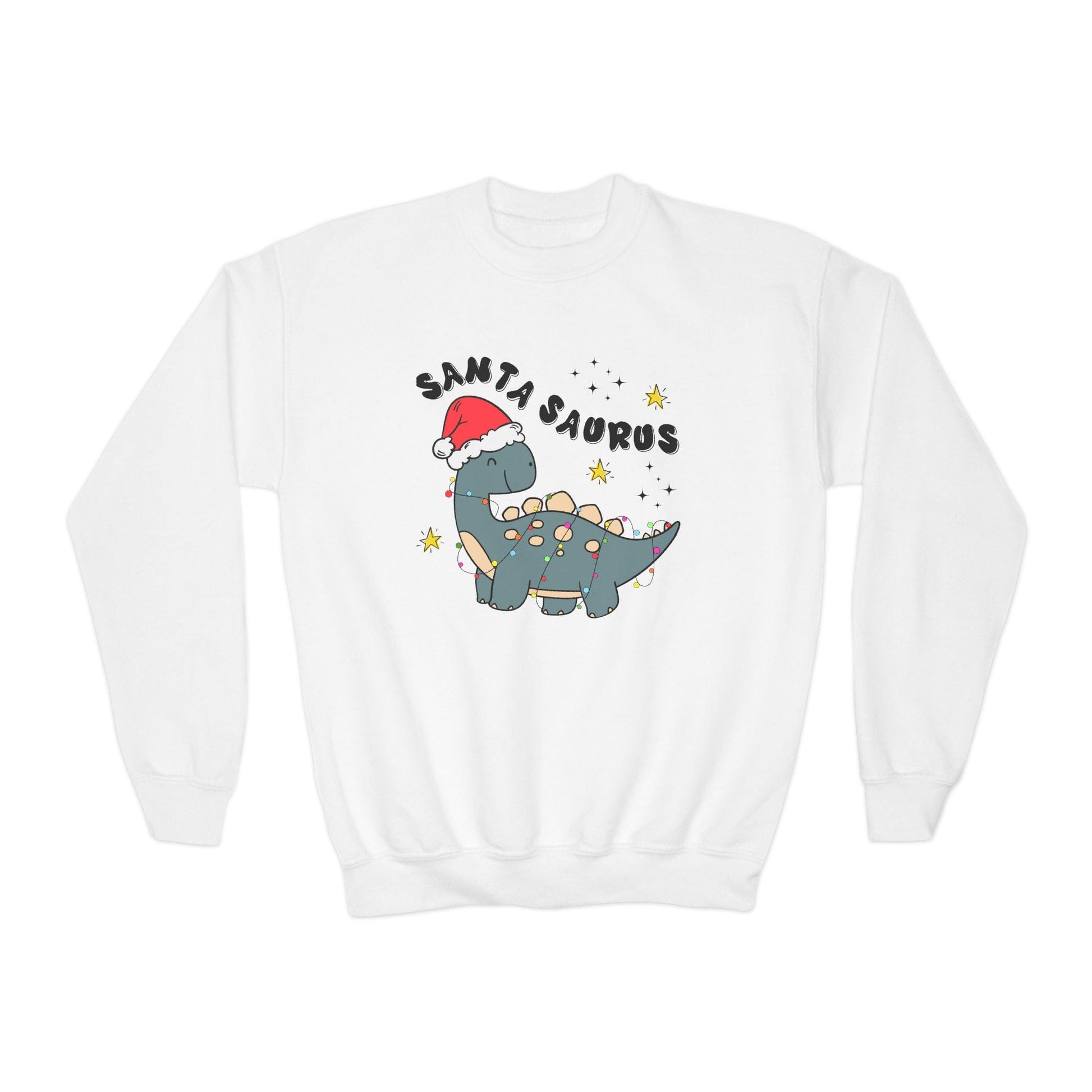 santasaurus youth christmas sweatshirt white sweatshirt Christmas gift idea