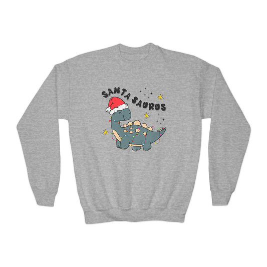 santasaurus youth christmas sweatshirt sport grey sweatshirt Christmas gift idea