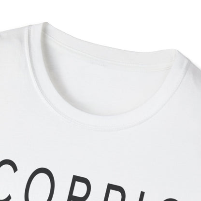 light blue scorpio zodiac t-shirt worn casually with jeans