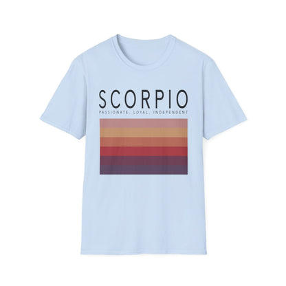 natural beige t-shirt with bold scorpio zodiac graphic for astrology fans