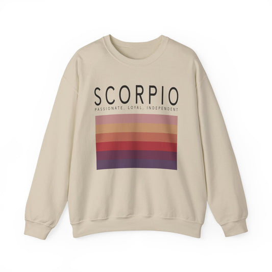 sport grey sweatshirt with bold scorpio astrology graphic and stripes