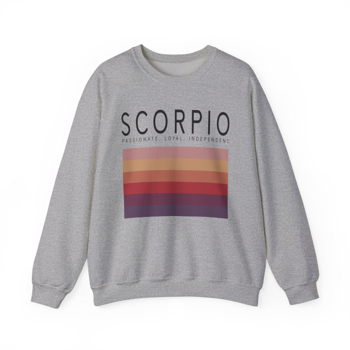 white sweatshirt with scorpio zodiac symbol and typography detail