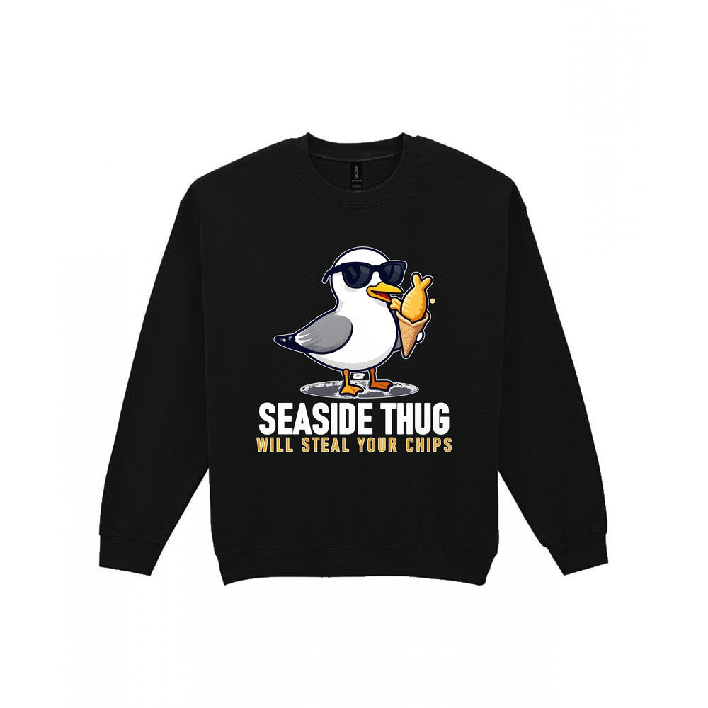 Seaside Thug Funny T-Shirt & Sweatshirt Sweatshirt in Black