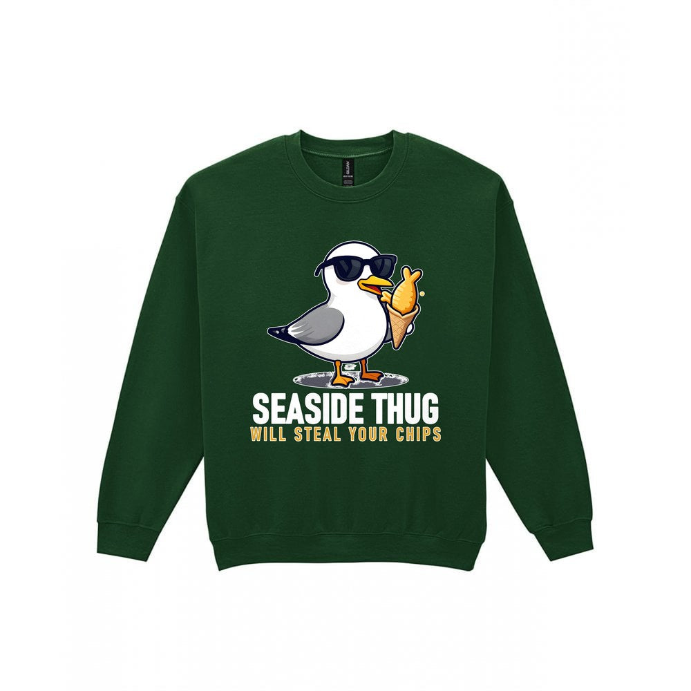 Seaside Thug Funny T-Shirt & Sweatshirt Sweatshirt in Forest Green
