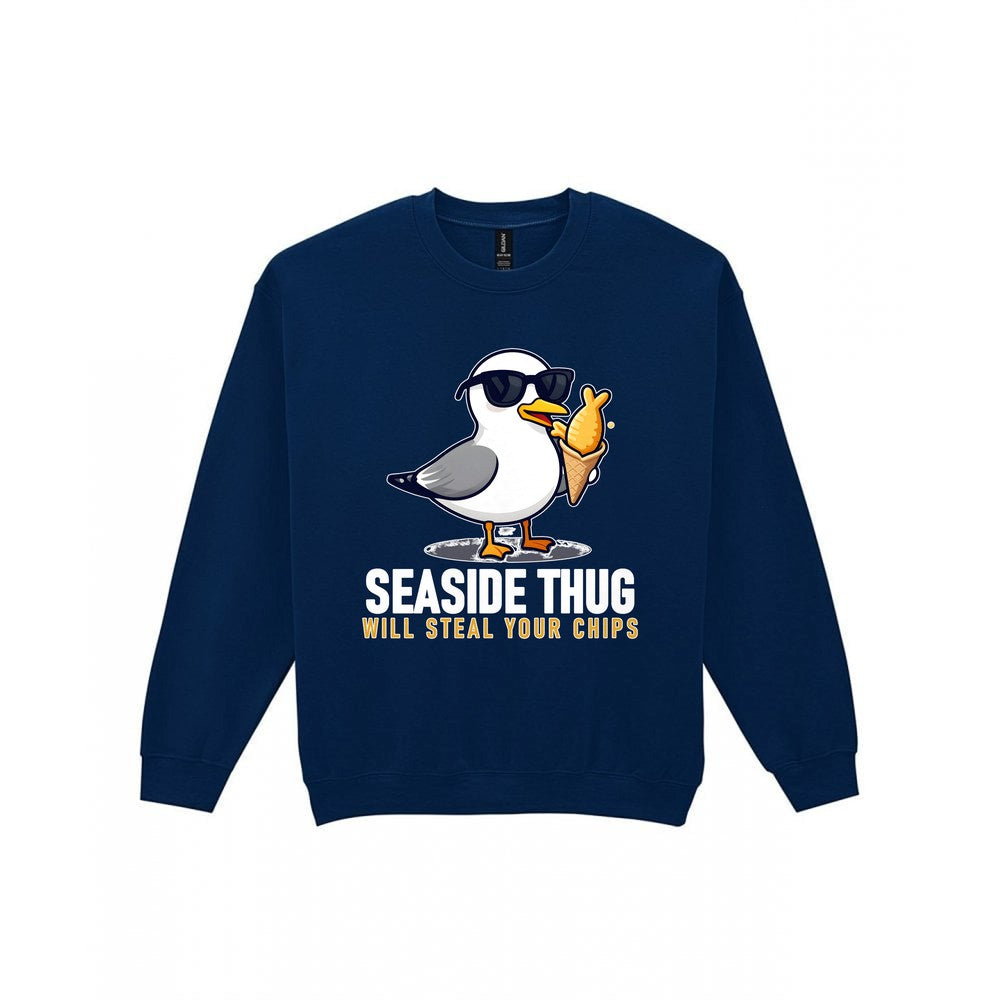 Seaside Thug Funny T-Shirt & Sweatshirt Sweatshirt in Navy