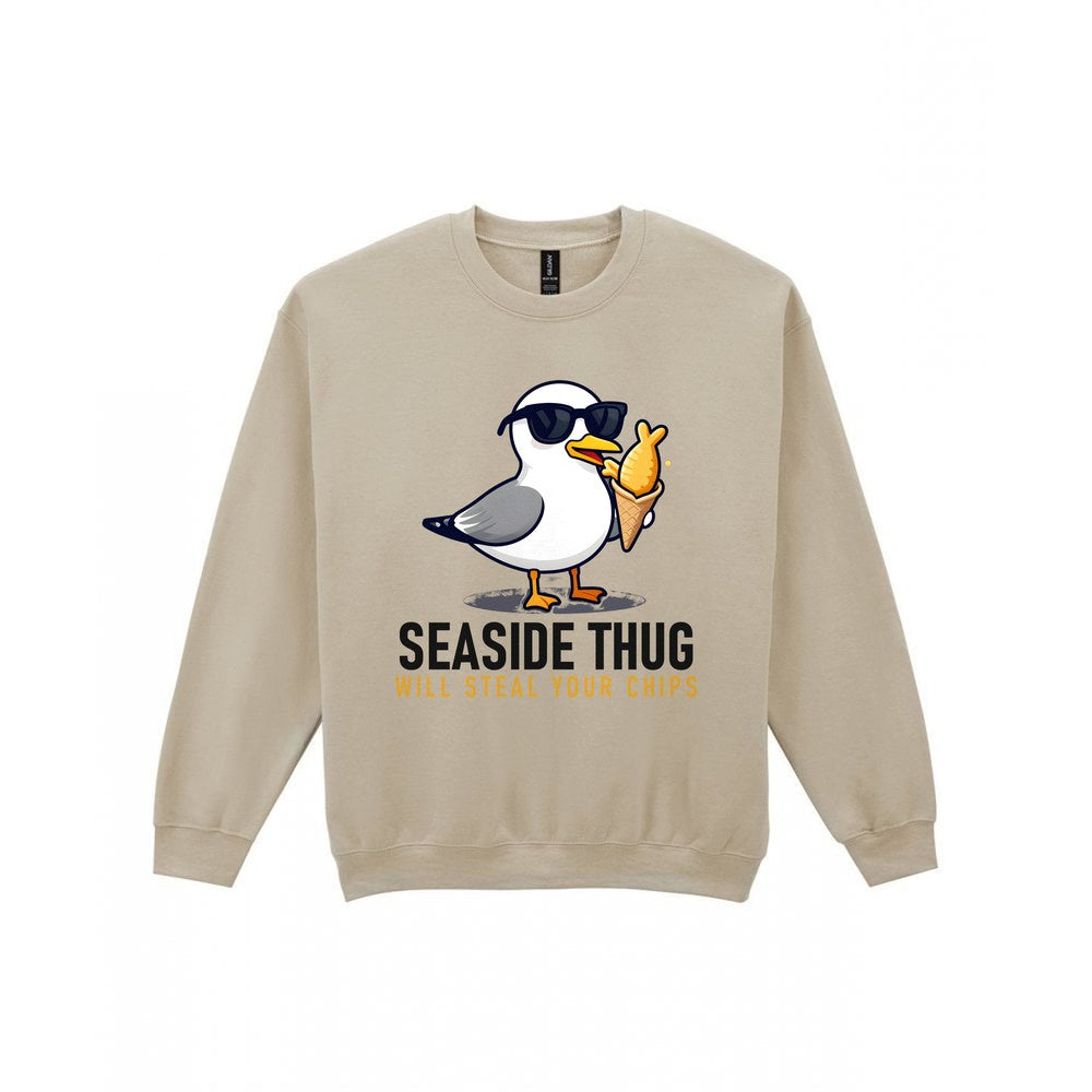 Seaside Thug Funny T-Shirt & Sweatshirt Sweatshirt in Sand