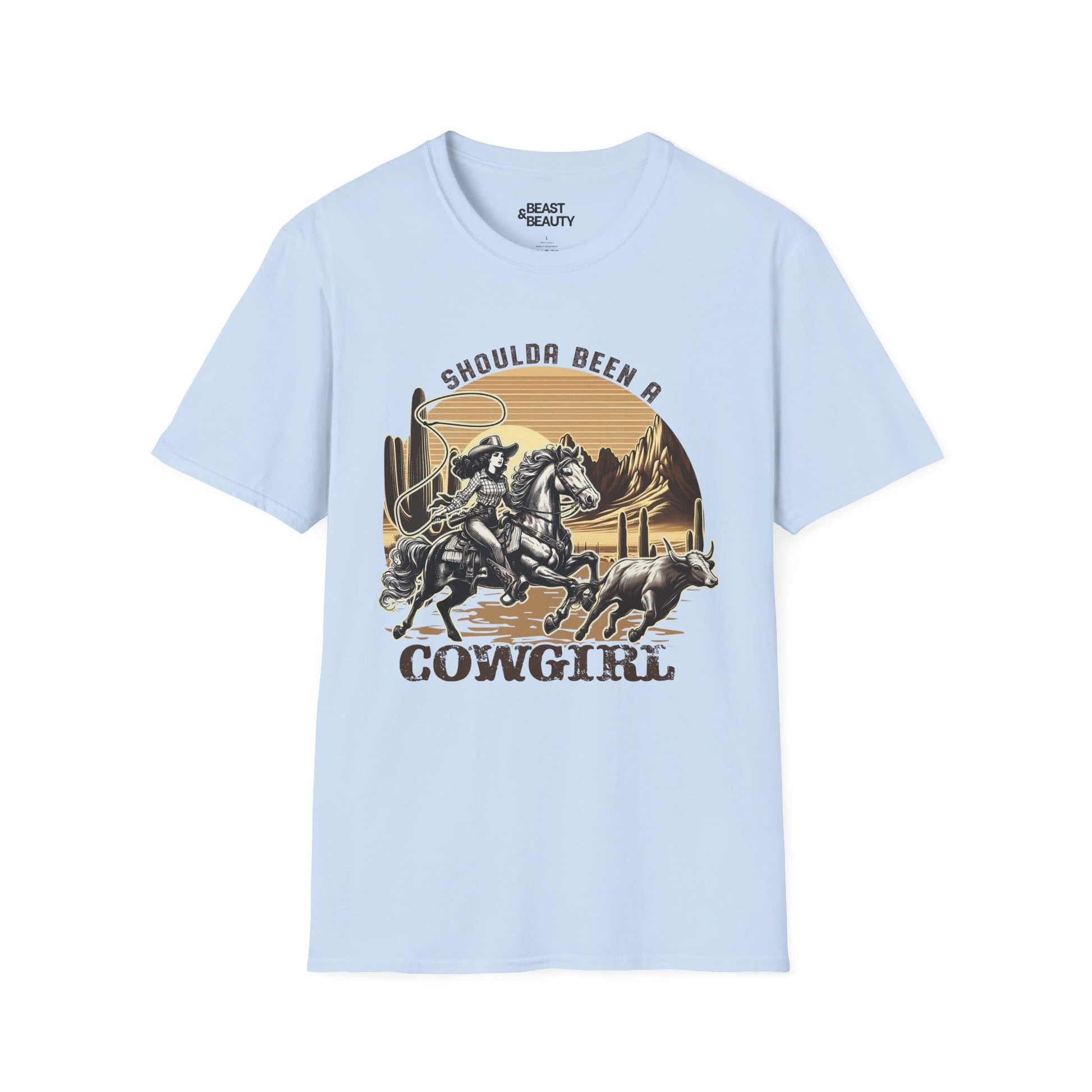 shoulda been a cowgirl t-shirt light blue t-shirt cowgirl gift idea