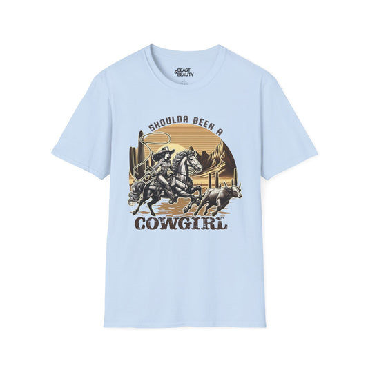 shoulda been a cowgirl t-shirt light blue t-shirt cowgirl gift idea