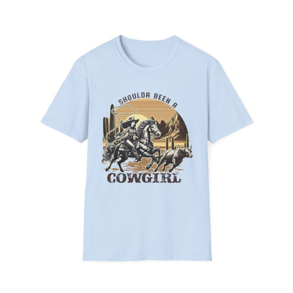 Shoulda Been a Cowgirl T-Shirt - funny t-shirt by Cheeky Business