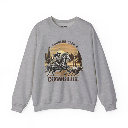 shoulda been a cowgirl western sweatshirt sport grey sweatshirt cowgirl gift idea