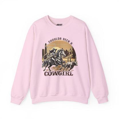 shoulda been a cowgirl western sweatshirt light pink sweatshirt cowgirl gift idea