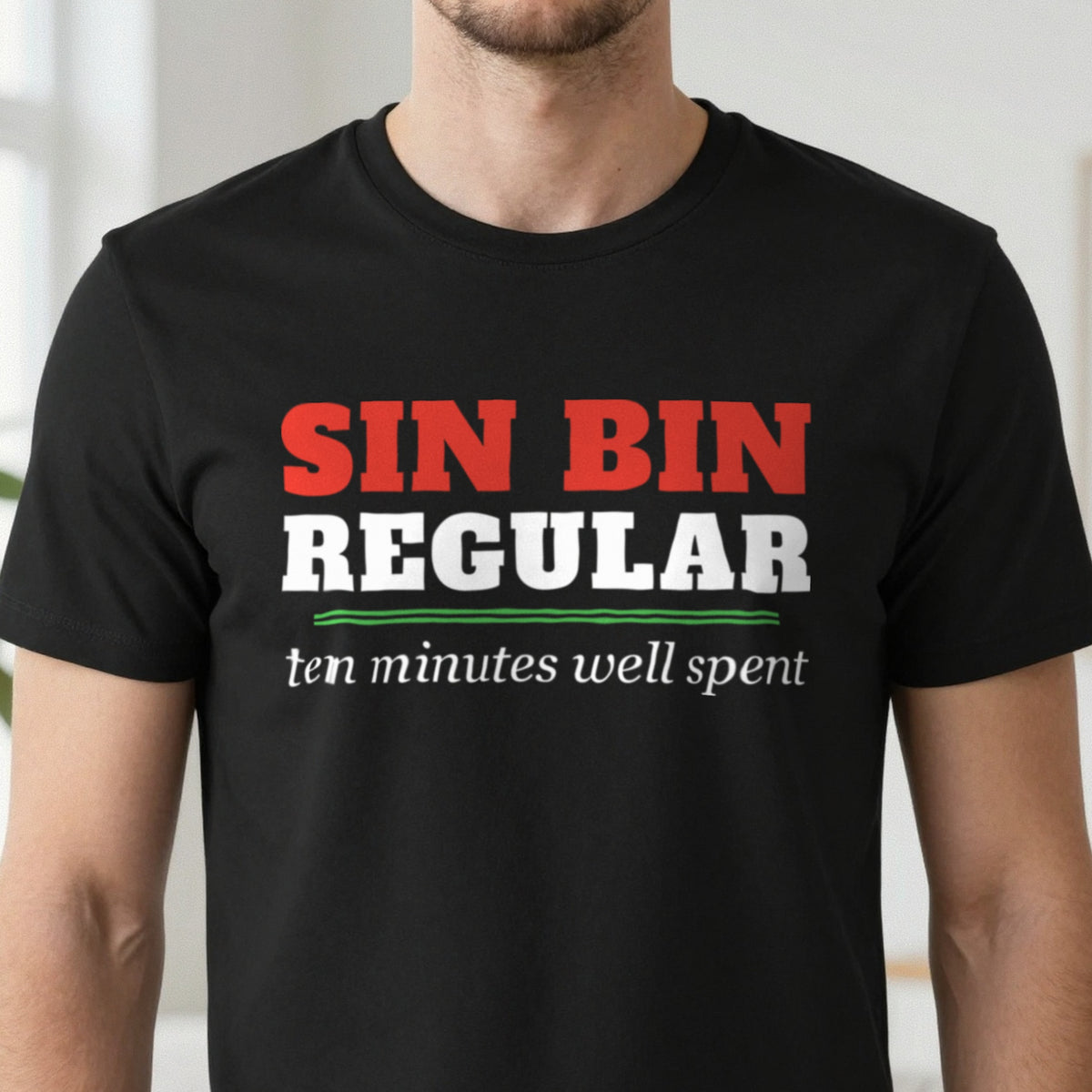 Sin Bin Regular Funny Rugby T-Shirt & Sweatshirt close-up