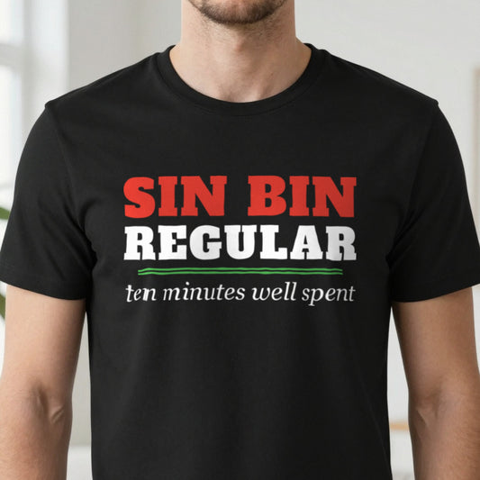 Sin Bin Regular Funny Rugby T-Shirt & Sweatshirt close-up