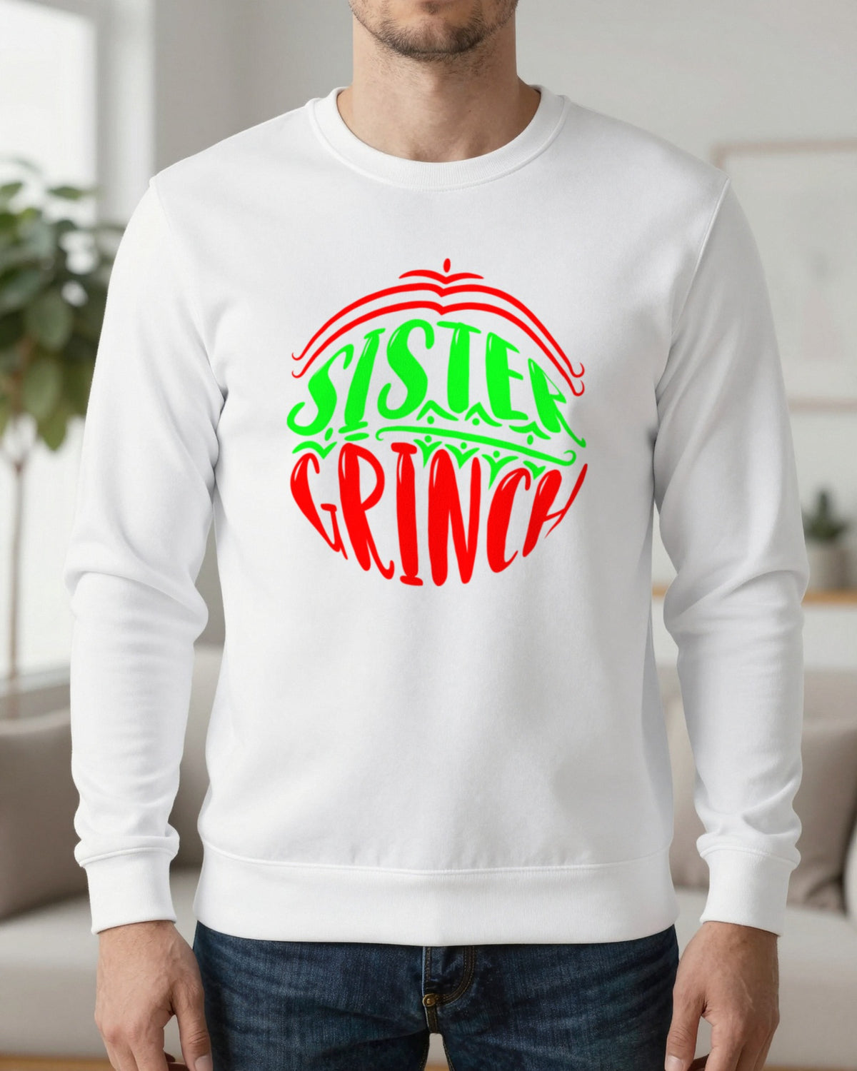 Sister Grumpy Green Christmas T-Shirt & Sweatshirt worn