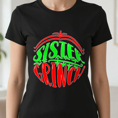Sister Grumpy Green Christmas T-Shirt & Sweatshirt in another colour