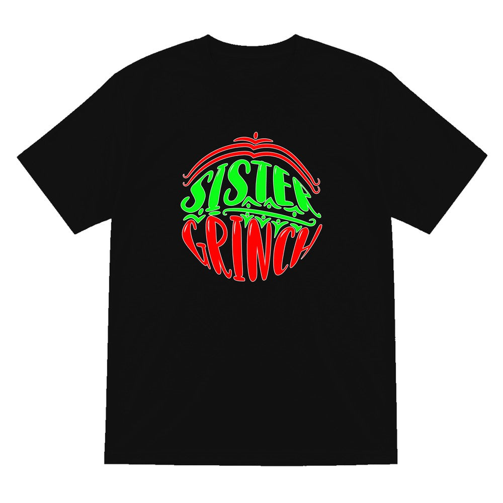 Sister Grumpy Green Christmas T-Shirt & Sweatshirt T-Shirt in Black