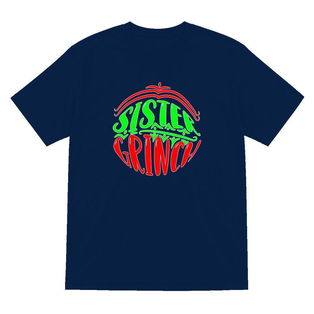 Sister Grumpy Green Christmas T-Shirt & Sweatshirt T-Shirt in Navy