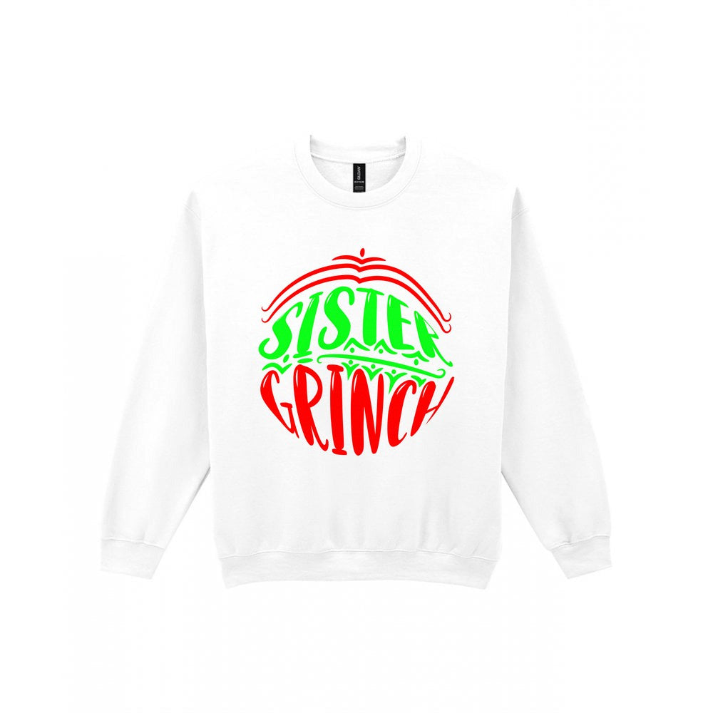 Sister Grumpy Green Christmas T-Shirt & Sweatshirt Sweatshirt in White