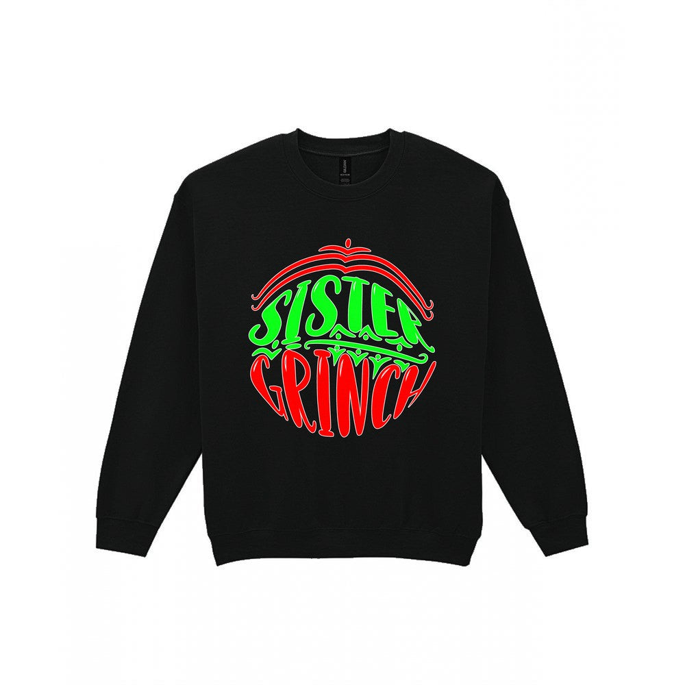 Sister Grumpy Green Christmas T-Shirt & Sweatshirt Sweatshirt in Black