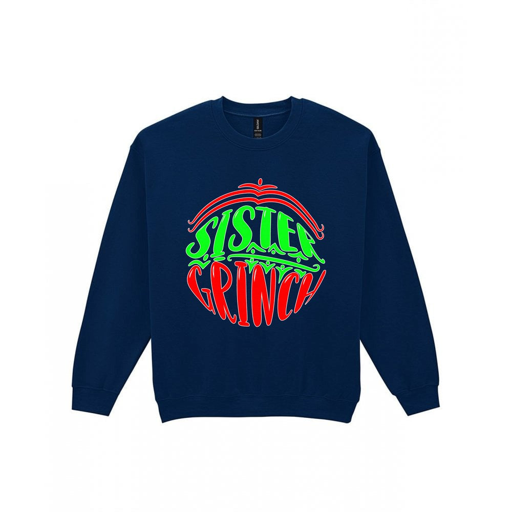 Sister Grumpy Green Christmas T-Shirt & Sweatshirt Sweatshirt in Navy