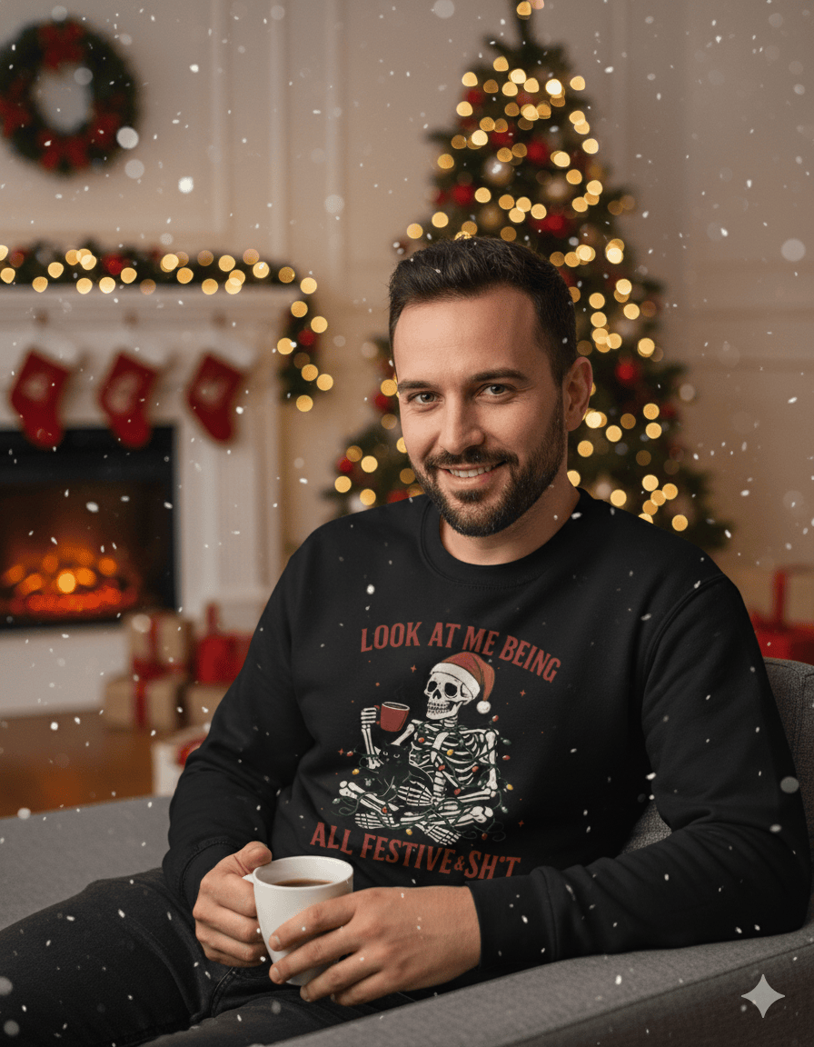 Skeleton Christmas Jumper – Funny Festive & Sh*t Sweatshirt gift_idea unique_gift personalised_gift