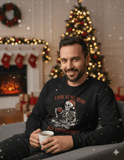 Skeleton Christmas Jumper – Funny Festive & Sh*t Sweatshirt gift_idea unique_gift personalised_gift