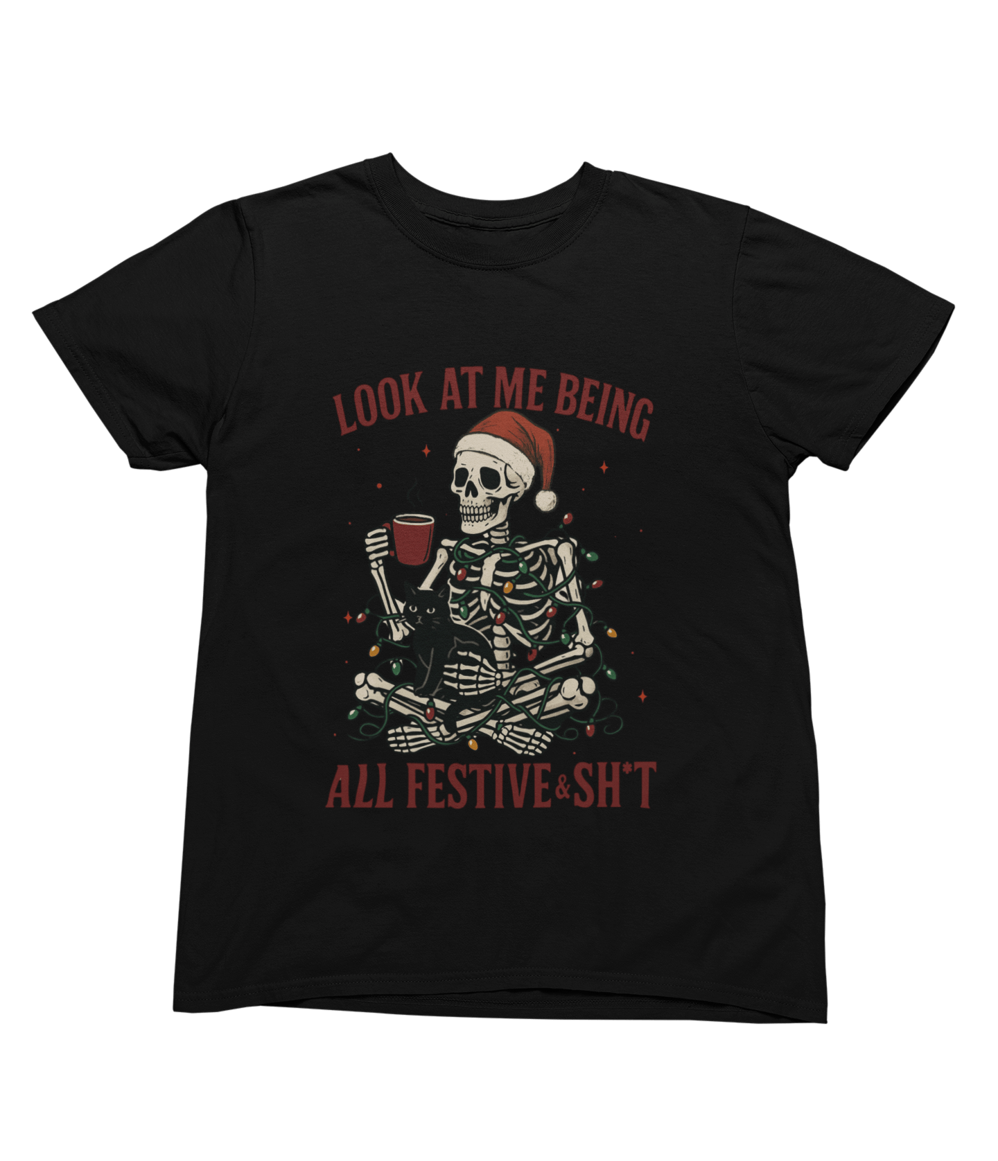 Skeleton Christmas Jumper – Funny Festive & Sh*t Sweatshirt T-Shirt / 3XL (Adult) / Black gift_idea unique_gift personalised_gift