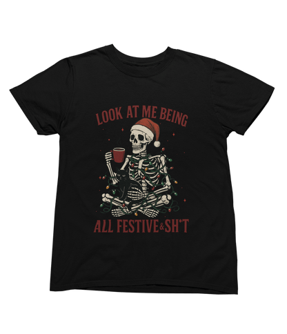 Skeleton Christmas Jumper – Funny Festive & Sh*t Sweatshirt T-Shirt / 3XL (Adult) / Black gift_idea unique_gift personalised_gift