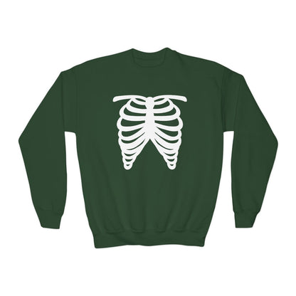 navy sweatshirt with white skeleton chest graphic kids halloween gift