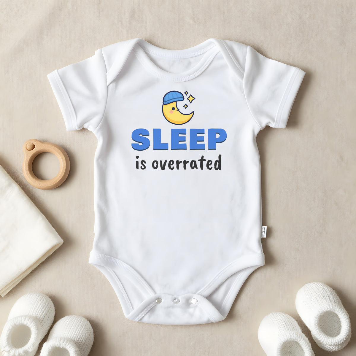 Sleep Is Overrated baby grow laid flat