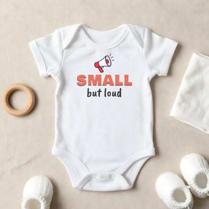 Small But Loud baby grow laid flat