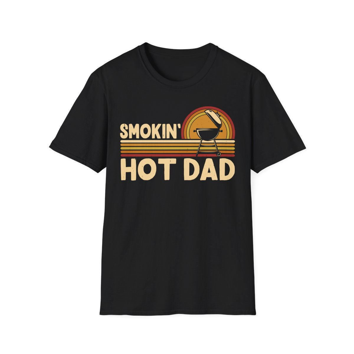 black t-shirt with smokin' hot dad BBQ funny design