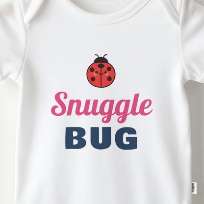 Snuggle Bug baby grow print close-up