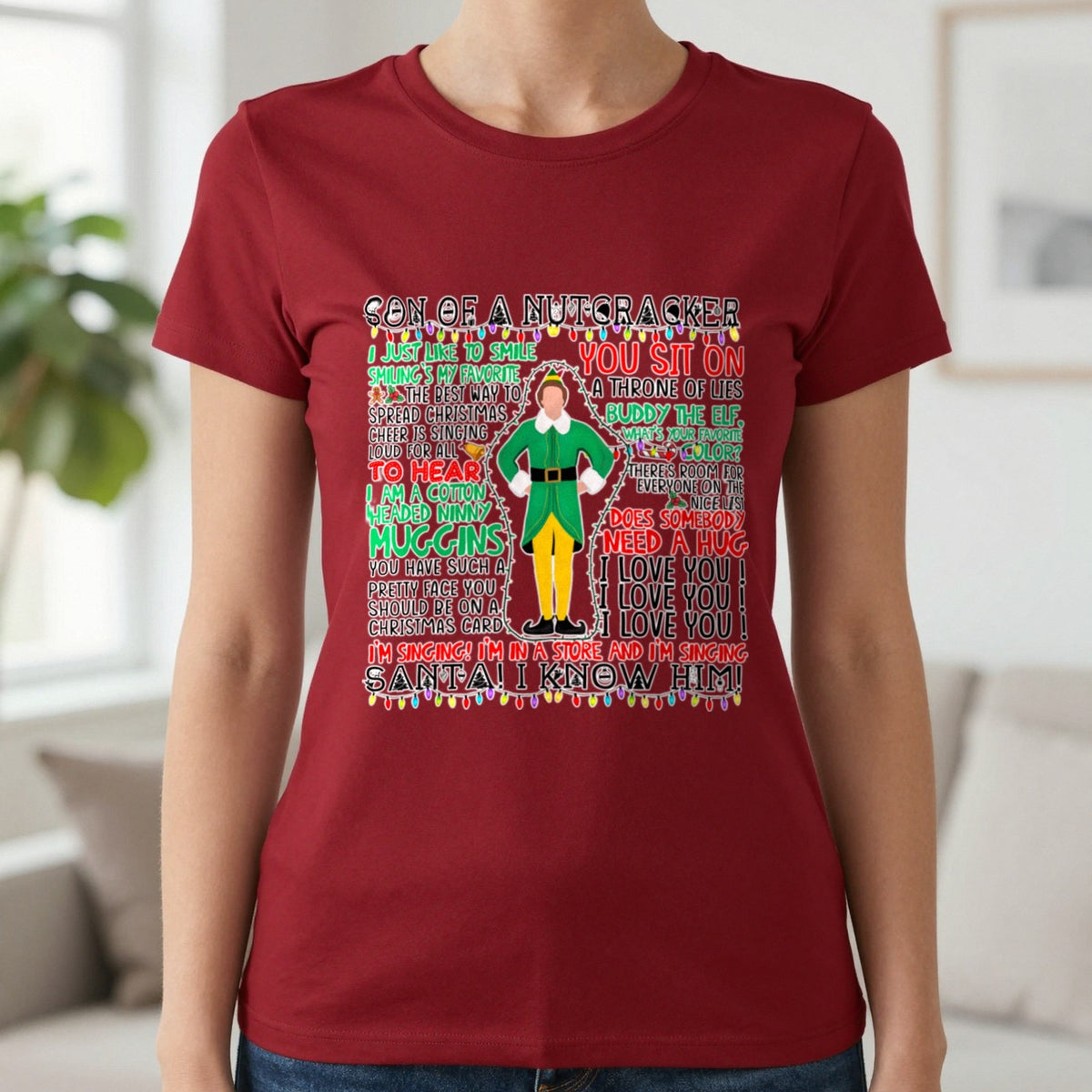Son Of A Nutcracker Christmas Quotes T-Shirt & Sweatshirt in Cardinal Red, worn, our photo