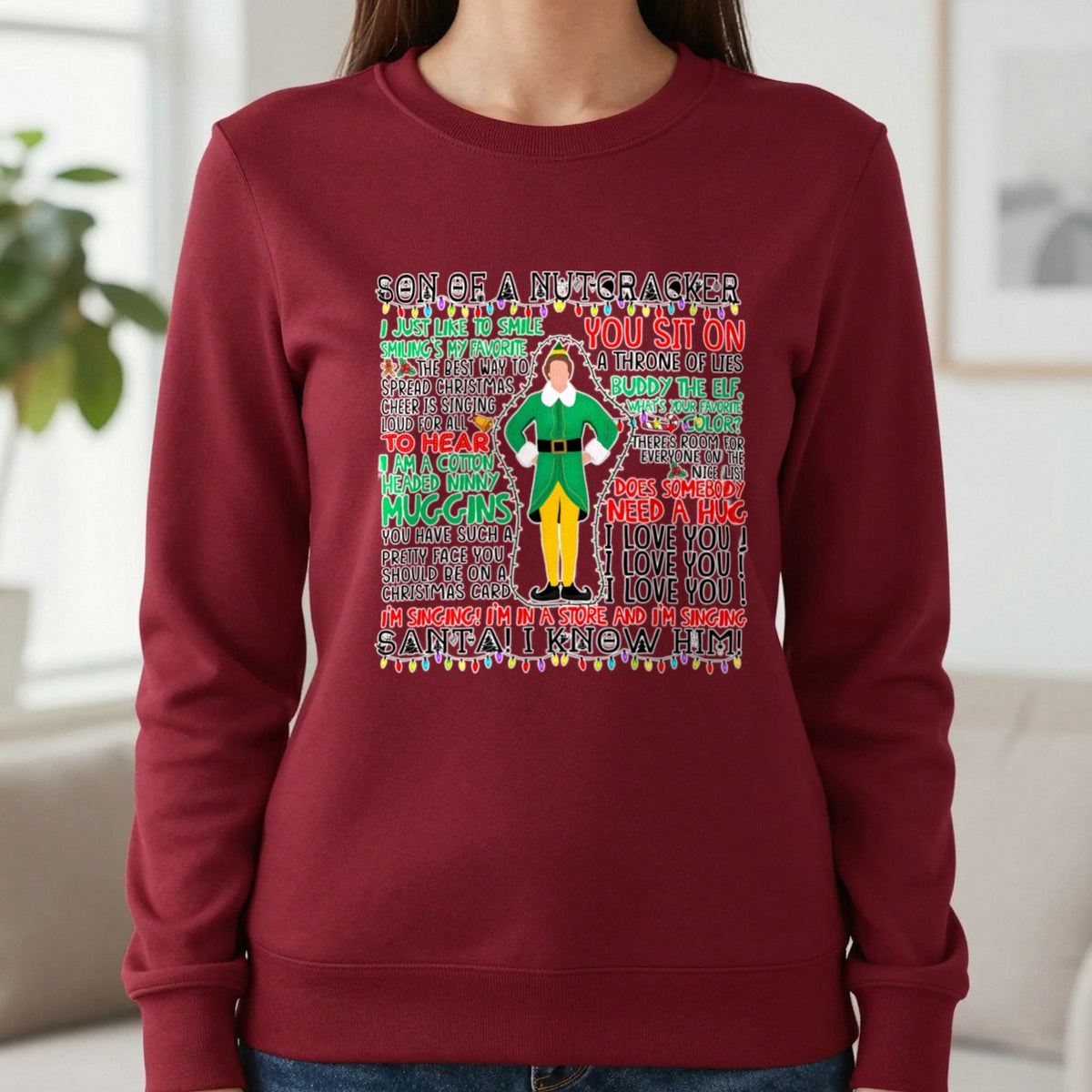 Son Of A Nutcracker Christmas Quotes T-Shirt & Sweatshirt in Cherry Red, worn, our photo