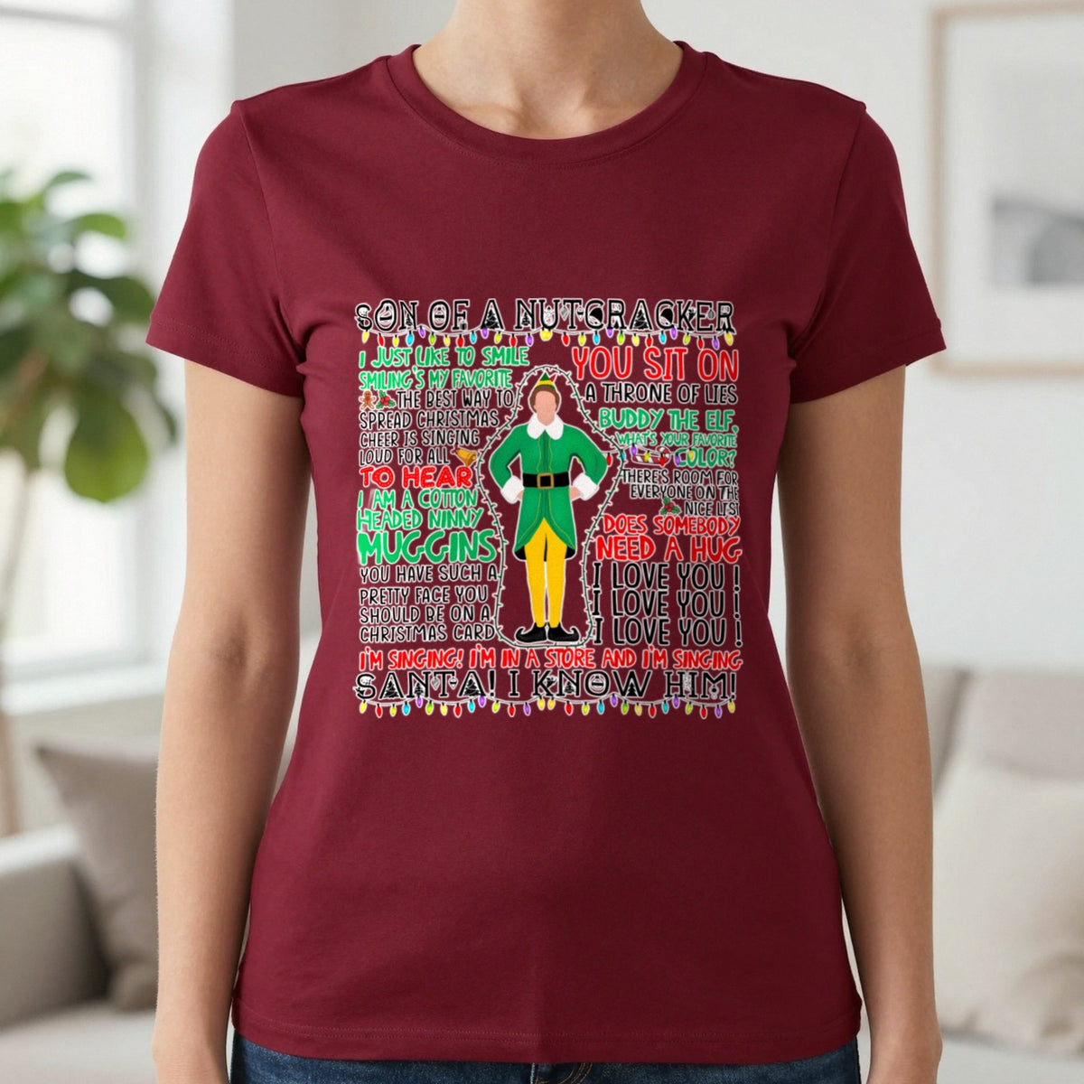 Son Of A Nutcracker Christmas Quotes T-Shirt & Sweatshirt in Cherry Red, worn, our photo