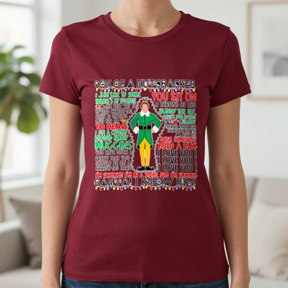 Son Of A Nutcracker Christmas Quotes T-Shirt & Sweatshirt in Cherry Red, worn, our photo