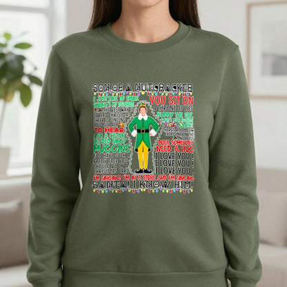 Son Of A Nutcracker Christmas Quotes T-Shirt & Sweatshirt in Military Green, worn, our photo