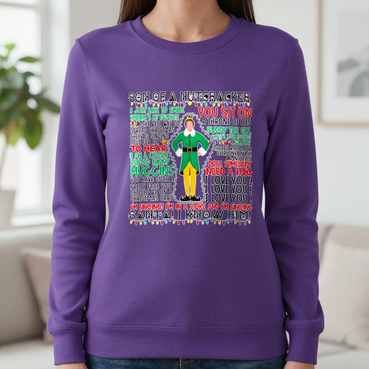 Son Of A Nutcracker Christmas Quotes T-Shirt & Sweatshirt in Purple, worn, our photo