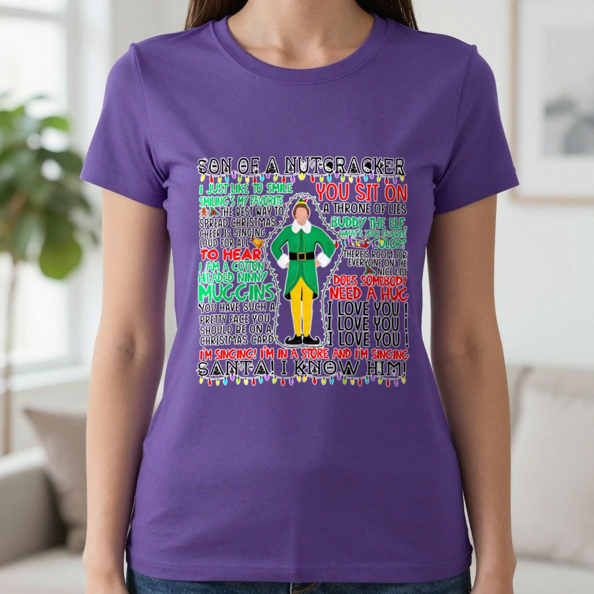 Son Of A Nutcracker Christmas Quotes T-Shirt & Sweatshirt in Purple, worn, our photo