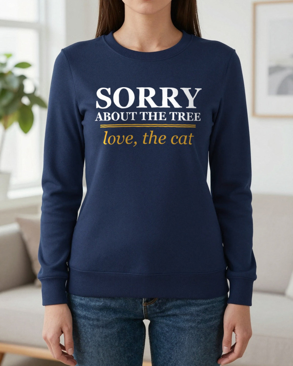 Sorry About The Tree Love The Cat Funny Cat Christmas Jumper & T-Shirt worn