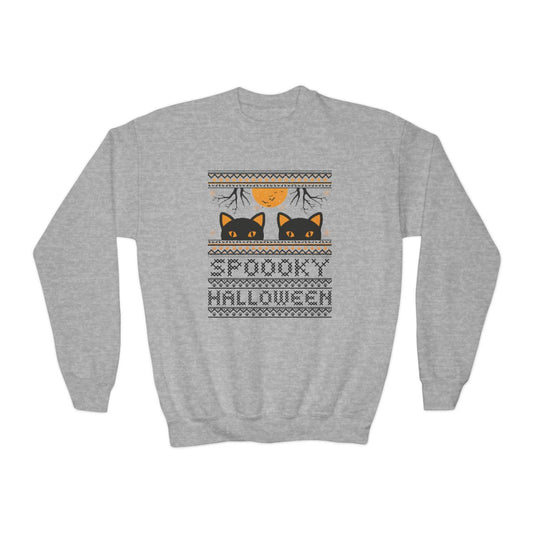 Spooky Halloween Cat Kids Sweatshirt