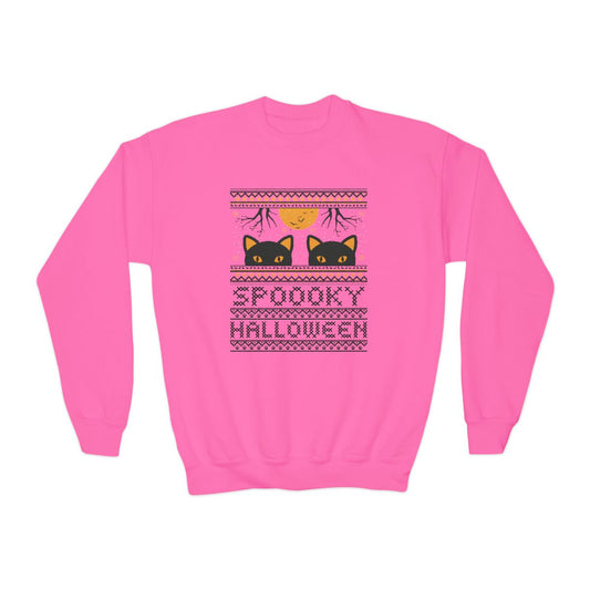 Spooky Halloween Cat Kids Sweatshirt
