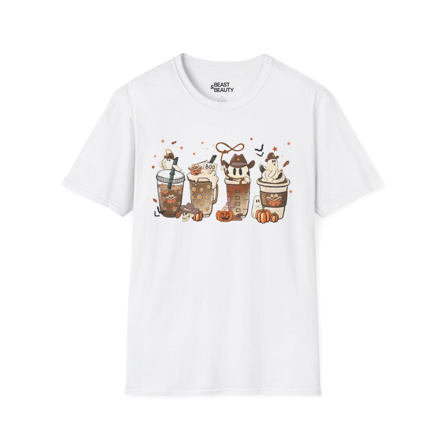 spooky halloween coffee drinks graphic t-shirt t-shirt front product image