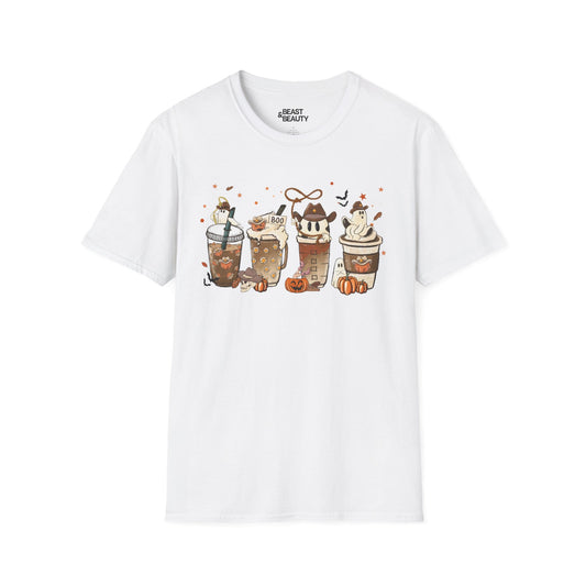 spooky halloween coffee drinks graphic t-shirt t-shirt front product image