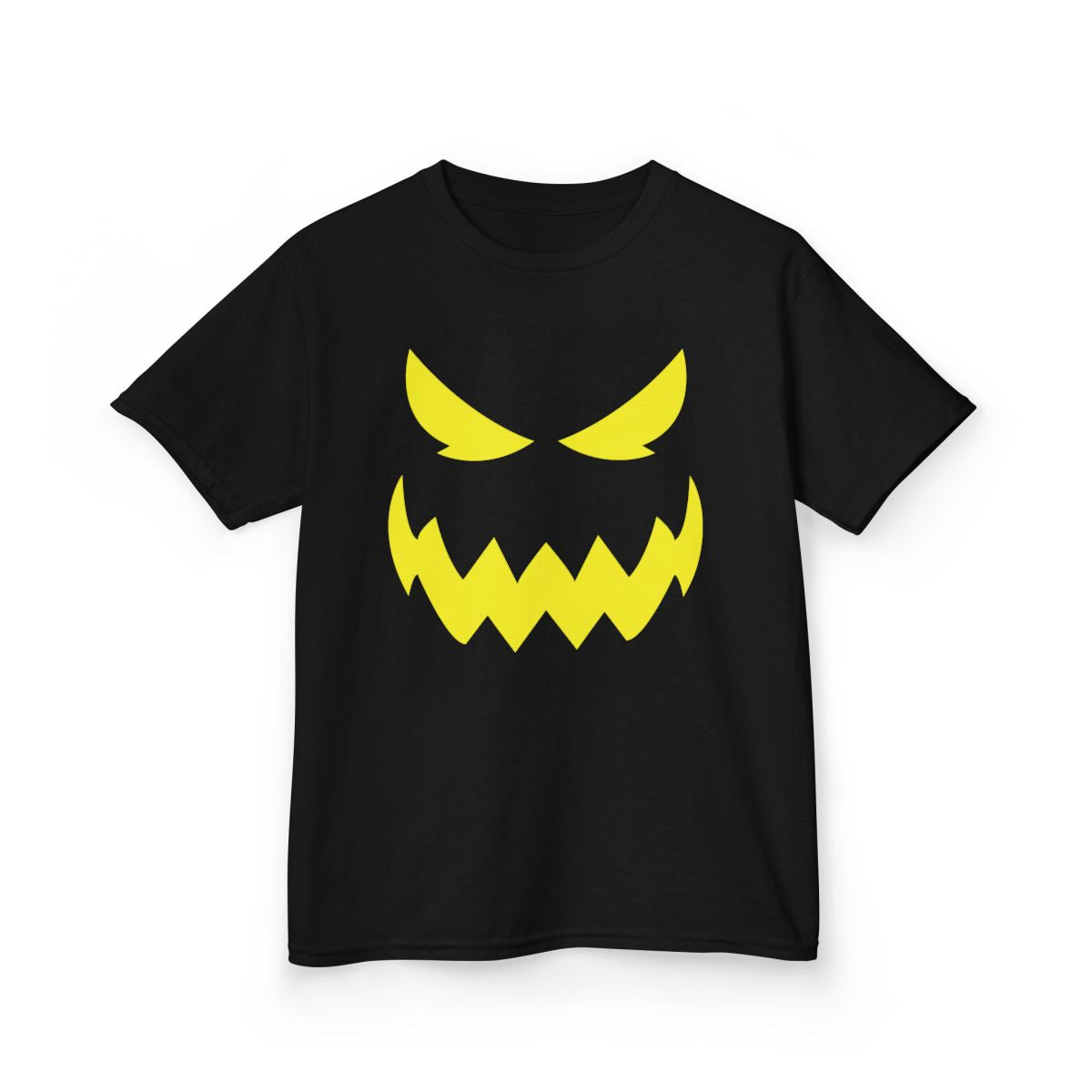 navy kids t-shirt with glowing spooky monster face design
