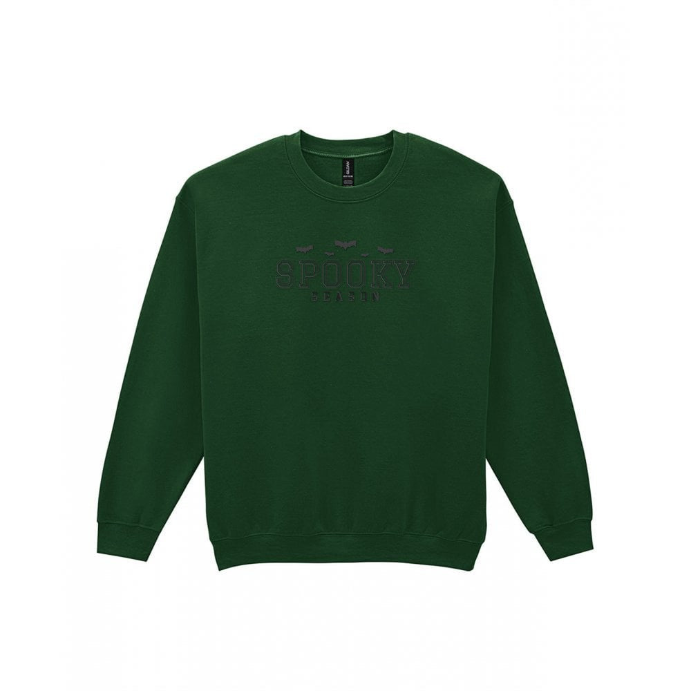 Spooky Season Embroidered Sweatshirt in Forest Green