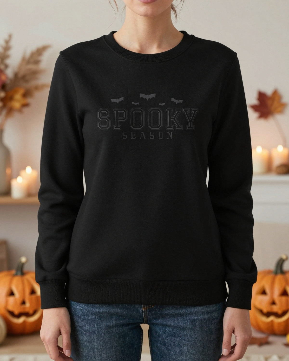 Spooky Season Embroidered Sweatshirt worn