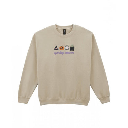 Spooky Season Embroidered Sweatshirt in Sand