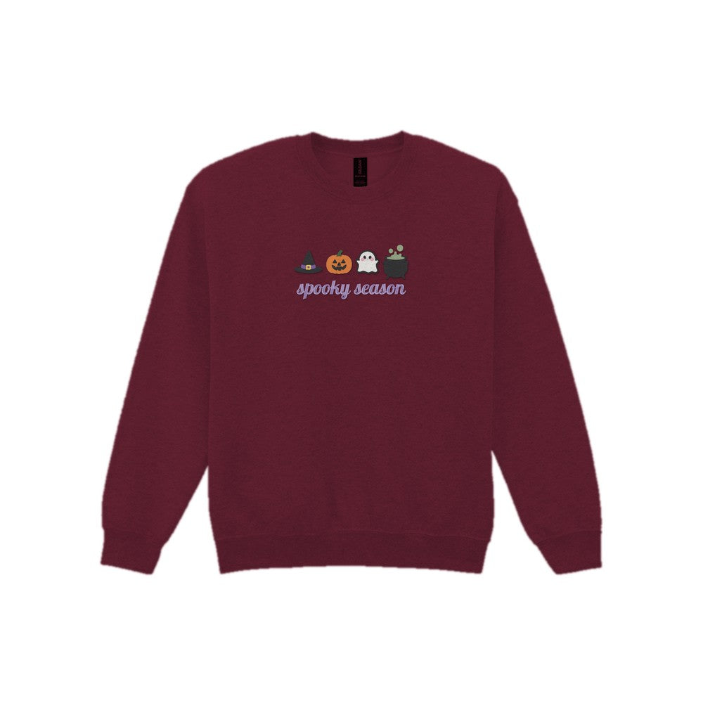 Spooky Season Embroidered Sweatshirt in Maroon
